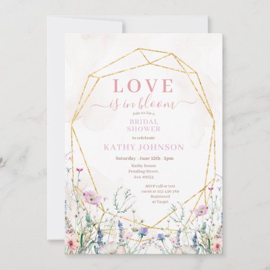 Kleurrijke Pastel Wilde Bloemen Bruidsdouche Kaart (Voorkant)
