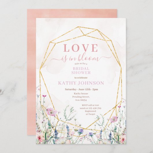 Kleurrijke Pastel Wilde Bloemen Bruidsdouche Kaart (Voorkant / Achterkant)