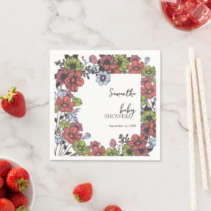 Kleurrijke Pastel Wildflower Baby shower Servet