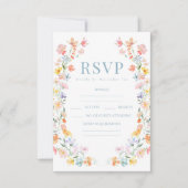 Kleurrijke Pastel Wildflower Boho Wedding RSVP kaa (Voorkant)