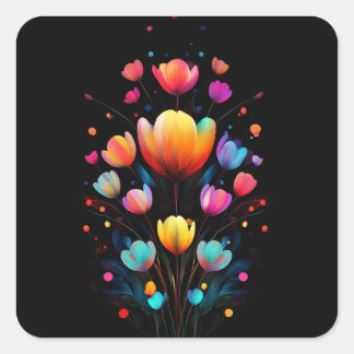 Kleurrijke Pastel Wildflowers Boeket Vierkante Sticker