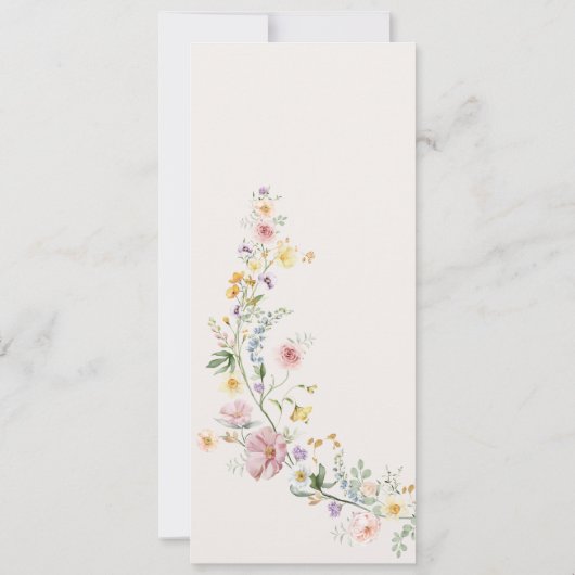 Kleurrijke Pastel Wildflowers Bruiloft Menu Kaart (Achterkant)
