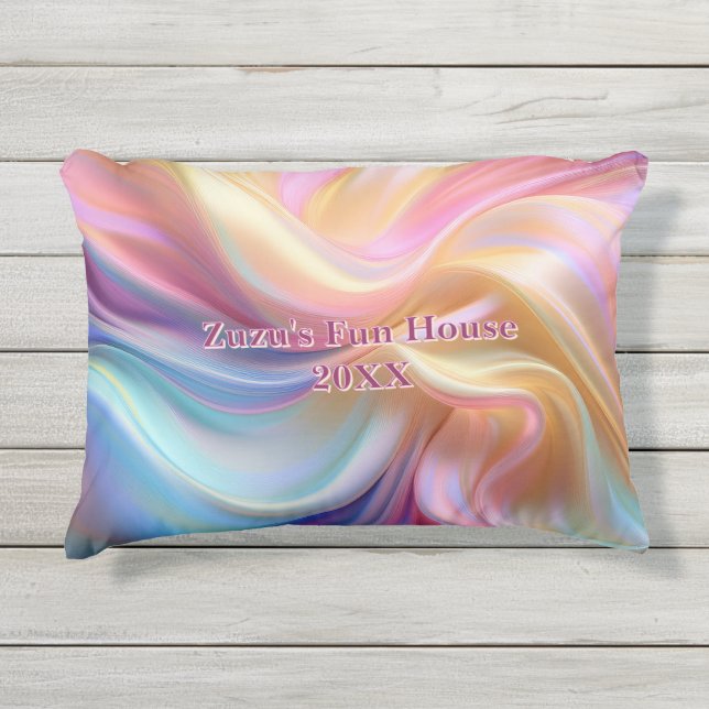 Kleurrijke Pastel Zijde Buitenkussen (Voorkant)