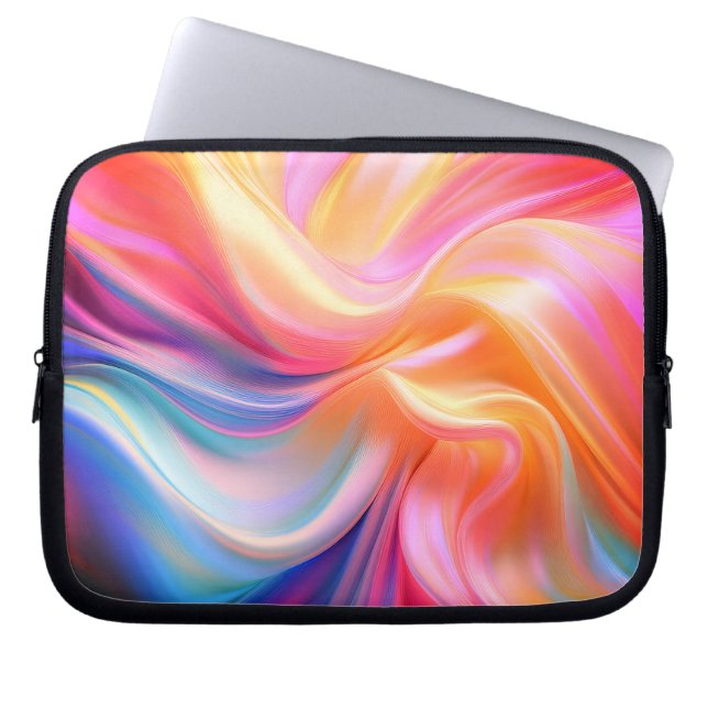 Kleurrijke Pastel Zijde Laptop Sleeve (Voorkant)