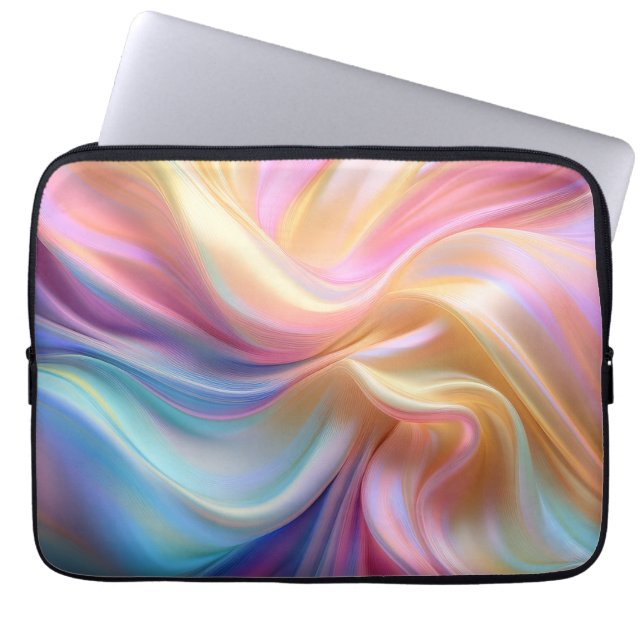 Kleurrijke Pastel Zijde Laptop Sleeve (Voorkant)