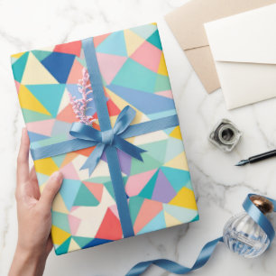 Kleurrijke pasteldriehoeken en wigvormen cadeaupapier