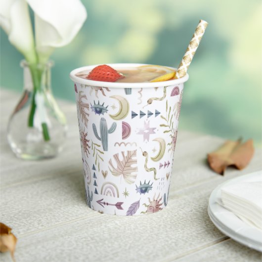 Kleurrijke pastelkleuren Boho Bohemian Paper cup Papieren Bekers (Insitu)