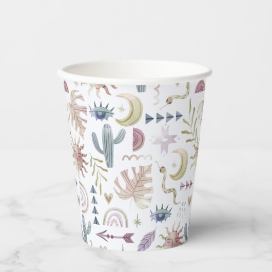 Kleurrijke pastelkleuren Boho Bohemian Paper cup Papieren Bekers (Voorkant)