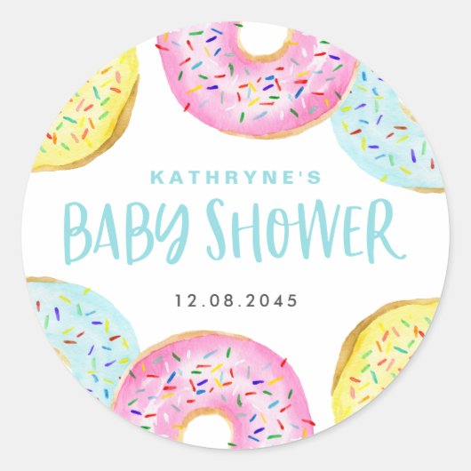 Kleurrijke Pastelkleurige Strooideeg Donuts Baby S Ronde Sticker (Voorkant)