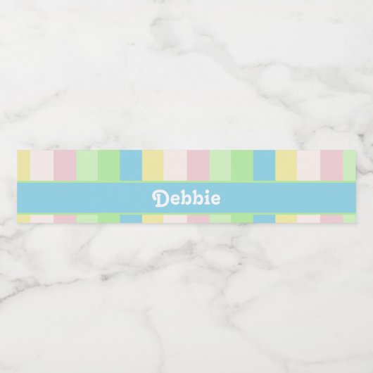 Kleurrijke pastelpaletstrepen waterfles etiket (Enkel label)