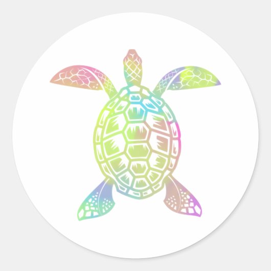 Kleurrijke pastelregenboogschildpad zee ronde sticker (Voorkant)
