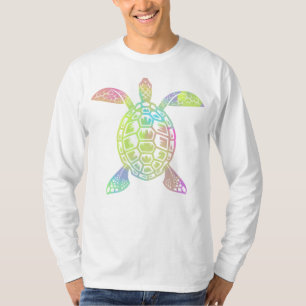Kleurrijke pastelregenboogschildpad zee t-shirt