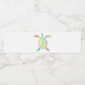 Kleurrijke pastelregenboogschildpad zee waterfles etiket (Enkel label)