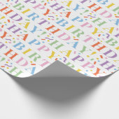 Kleurrijke Pastels Happy Birthday en Confetti Cadeaupapier (Hoek)