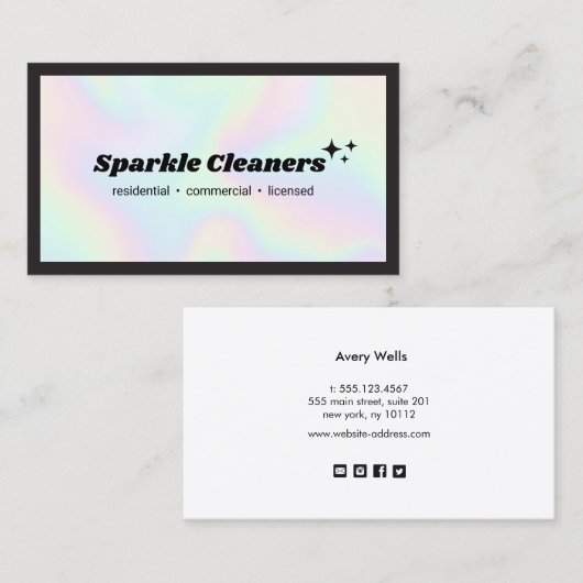 Kleurrijke pastels House Cleaner Service Stars Visitekaartje (Voorkant / Achterkant)