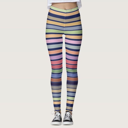Kleurrijke pastelstrepen leggings (Voorkant)