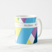 Kleurrijke pastelstrepen met jouw naam koffiemok (Voorkant rechts)