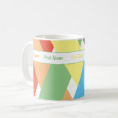 Kleurrijke pastelstrepen met jouw naam koffiemok (Voorkant links)