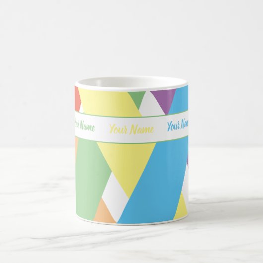 Kleurrijke pastelstrepen met jouw naam koffiemok (Center)
