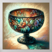 Kleurrijke pasteltekening Antiek kunst glazen kom Poster (Voorkant)