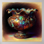 Kleurrijke pasteltekening Antiek kunst glazen kom Poster (Voorkant)