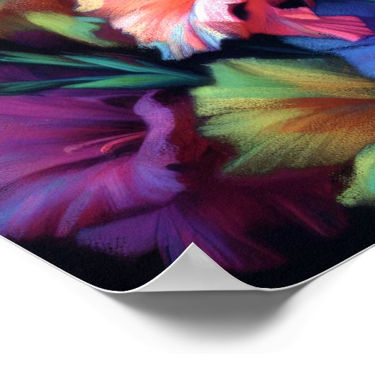 Kleurrijke pasteltekening gladiolen poster (Hoek)