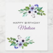 Kleurrijke pasteltinten boeket wijn etiket (Enkel label)