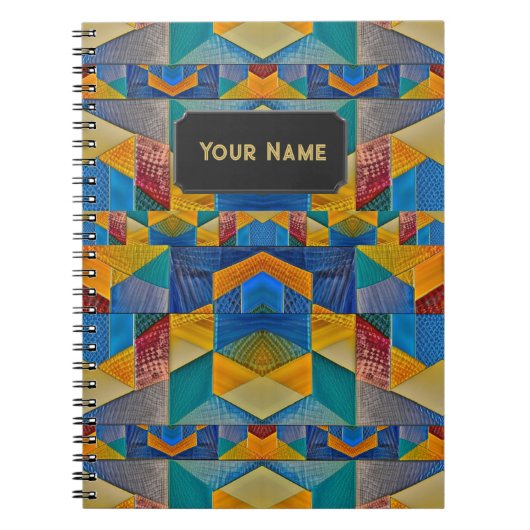 Kleurrijke patches - Etnisch uiterlijk - Jouw teks Notitieboek (Voorkant)