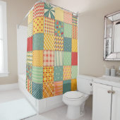 Kleurrijke patchwork: abstracte naadloze ornamente douchegordijn (In situ)