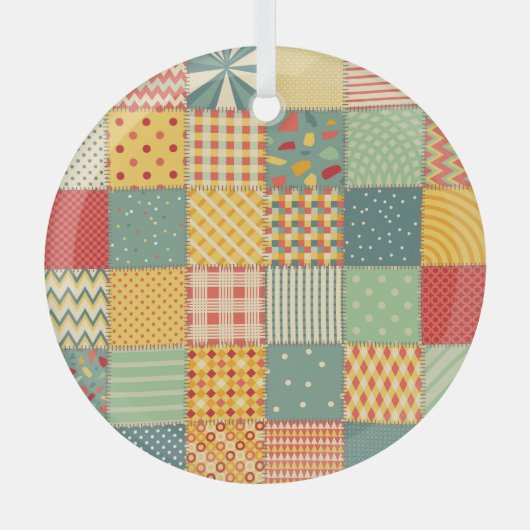 Kleurrijke patchwork: abstracte naadloze ornamente glas ornament (Voorkant)