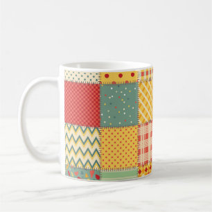 Kleurrijke patchwork: abstracte naadloze ornamente koffiemok