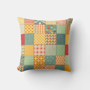 Kleurrijke patchwork: abstracte naadloze ornamente kussen