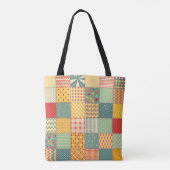 Kleurrijke patchwork: abstracte naadloze ornamente tote bag (Achterkant)