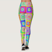 Kleurrijke patchwork bloemleggings leggings (Achterkant)