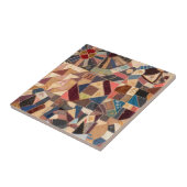 Kleurrijke  Patchwork Crazy Quilt Rustiek Tegeltje (Zijkant)