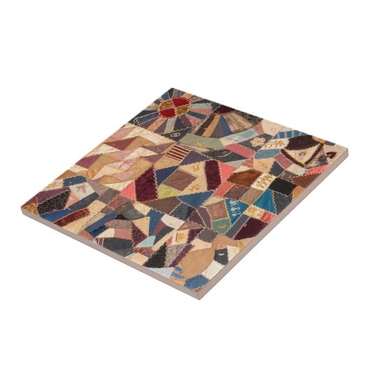 Kleurrijke  Patchwork Crazy Quilt Rustiek Tegeltje (Zijkant)