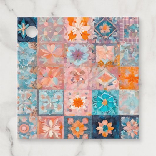Kleurrijke Patchwork Deken Kunst Cadeau Labels (Voorkant)