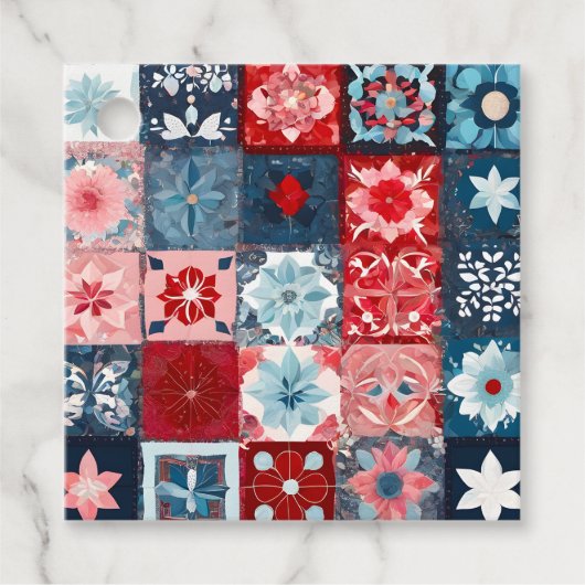 Kleurrijke Patchwork Deken Kunst Cadeau Labels (Voorkant)