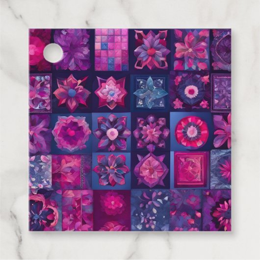 Kleurrijke Patchwork Deken Kunst Cadeaublaadjes Bedankjes Labels (Voorkant)