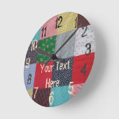 kleurrijke  patchwork fabric-vierkantjes ronde klok (Hoek)