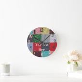 kleurrijke  patchwork fabric-vierkantjes ronde klok (Huis)