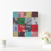 kleurrijke patchwork fabric-vierkantjes vierkante klok (Huis)