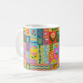 Kleurrijke patchwork ingelijst vintage koffiemok (Voorkant links)