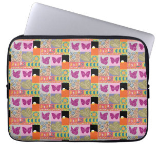 Kleurrijke patchwork ingelijst vintage laptop sleeve