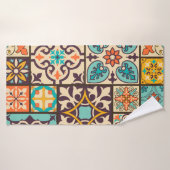 Kleurrijke Patchwork Islam Motieven Tegel Badhanddoek (Badhanddoek)