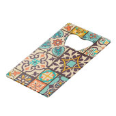 Kleurrijke Patchwork Islam Motieven Tegel Creditkaart Flessenopener (Voorkant Gekanteld)