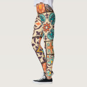Kleurrijke Patchwork Islam Motieven Tegel Leggings (Links)