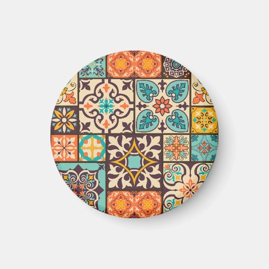 Kleurrijke Patchwork Islam Motieven Tegel Magneet (Voorkant)