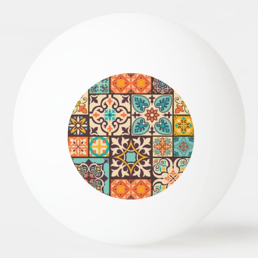 Kleurrijke Patchwork Islam Motieven Tegel Pingpongbal (Voorkant)