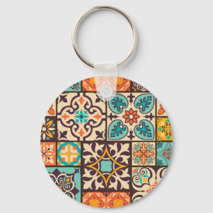 Kleurrijke Patchwork Islam Motieven Tegel Sleutelhanger